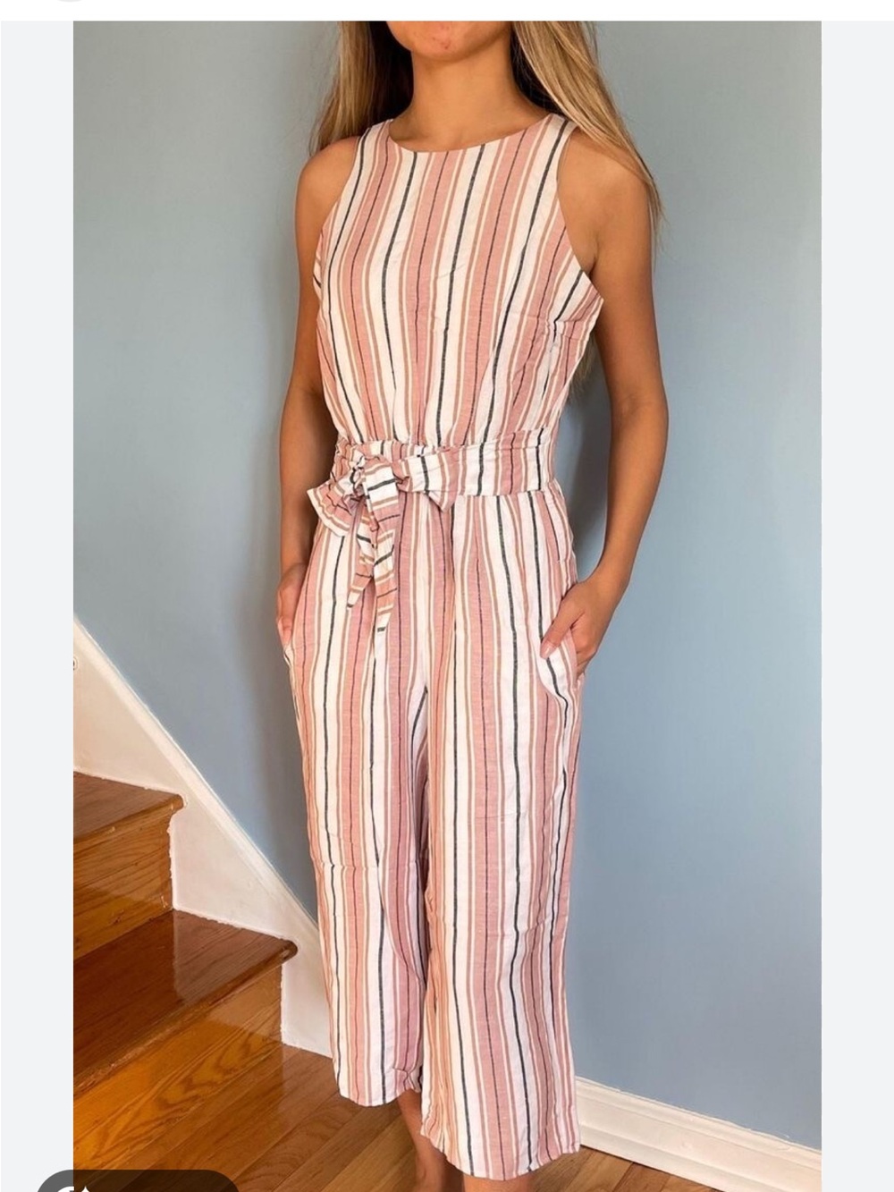 LOFT Outlet Striped Petite Jumpsuit